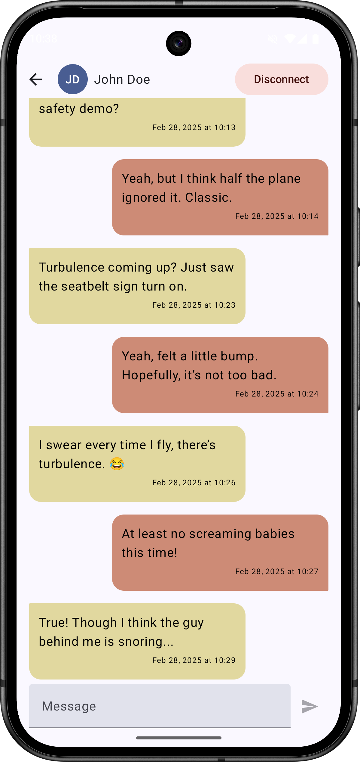 BluetoothChat App auf einem Pixel 9 Smartphone