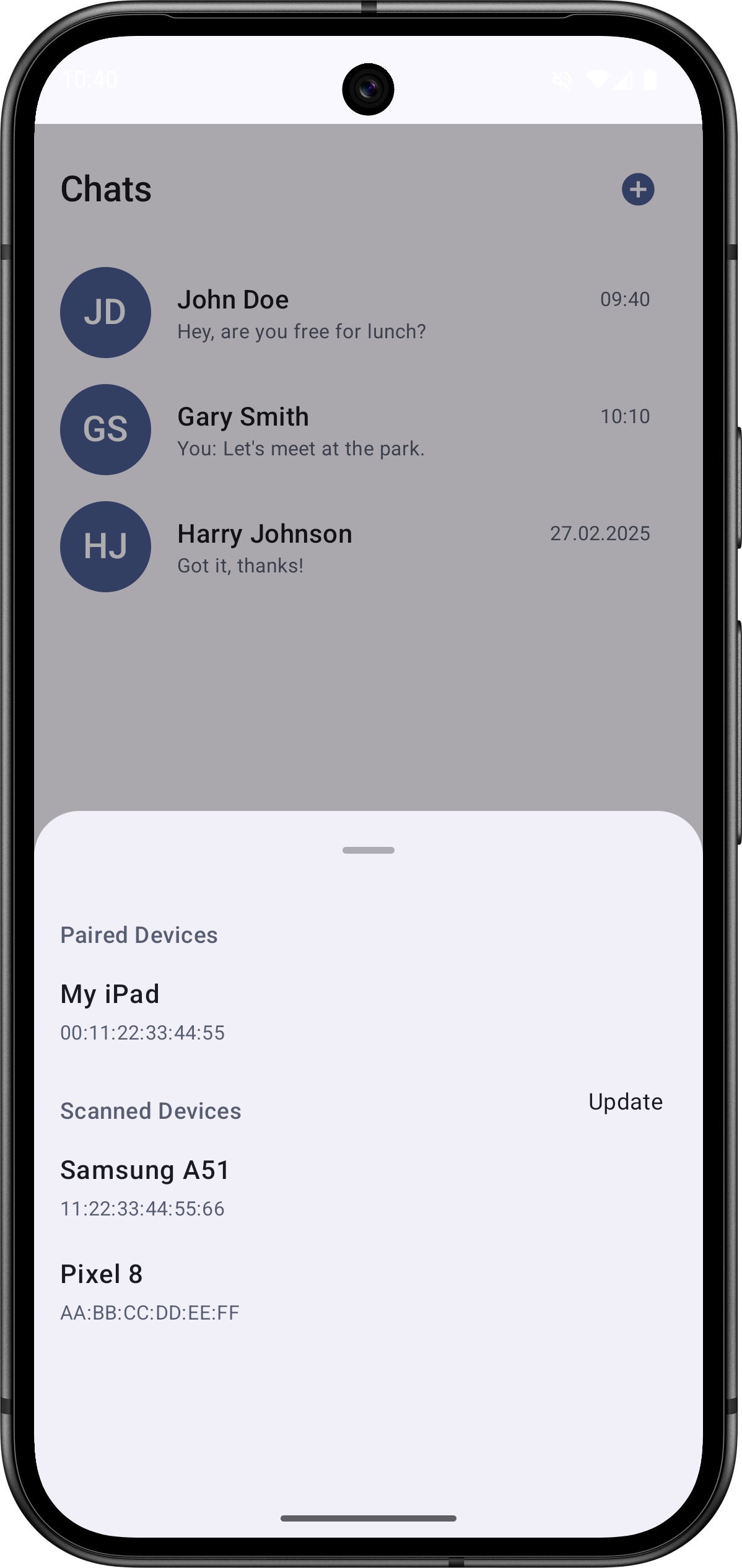Screenshot: Geräte in der Nähe suchen